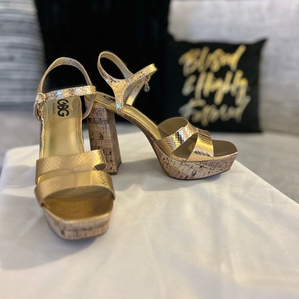 Gold High Heel Platform Shoes
